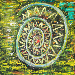 Wheel of fortune. 90x90, Acrylic, chipboard, 2018 